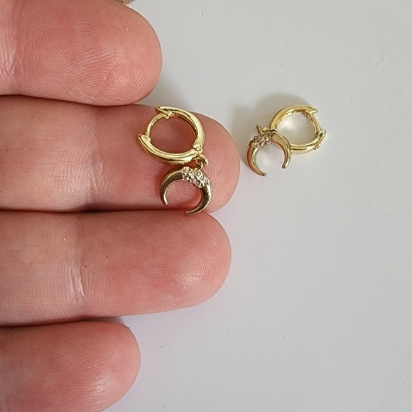 NEW Bohemian Holden Horn Dangle Huggie Hoop Earrings - Picture 6 of 7